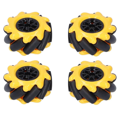 Mecanum Wheel Set For Smart Car 48mm Directional Robot Wheels With Four Wheel Drive Smooth Running And Strong Grip In Yellow And Black