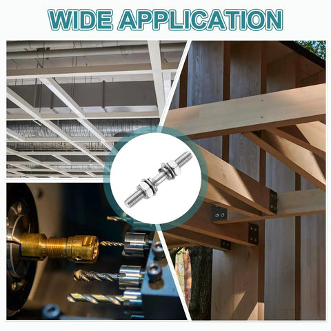 Double Ended Stud Screws M3x80mm 304 Stainless Steel Kit With Nuts And Washers shown in various application settings