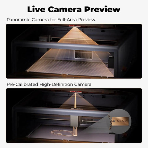 Falcon A1 10W Laser Engraver With Enclosed 80W Cutter using smart camera positioning for precise engraving setup