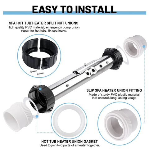 Amazon XT hot tub heater split-nut union & heater tailpiece, PVC, 2-inch half-slip union, lawn & patio