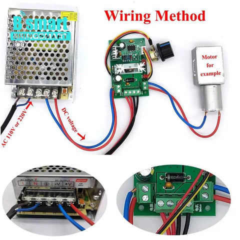 Wiring method for JGY-370 12V 10rpm DC Worm Gear Motor With All Metal Gears, showing connection to power supply and control board.