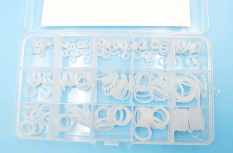 225 Piece Silicone O Ring Kit With 15 Metric Sizes And Transparent Storage Box VMQ Sealing Gasket Set displayed in box