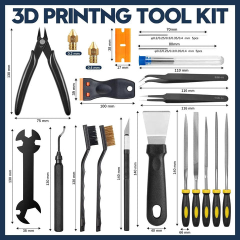 All In One 46 Piece 3D Printer Tool Kit For FDM And SLA Printers With Nozzle Cleaner Scraper Files Brushes Wire Cutter