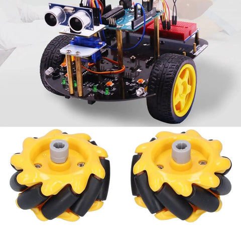 Dope Mecanum Wheels Set For DIY Robots And Smart Cars Omni Directional Wheels 48mm Pair Compatible With Building Blocks And TT Motors