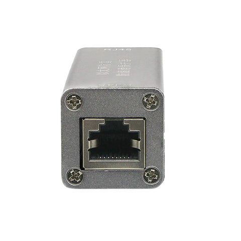 Front view of RJ45 Ethernet Outdoor Rugged Surge Protector for PoE Cameras and Switches Grounded SPD Protection Device