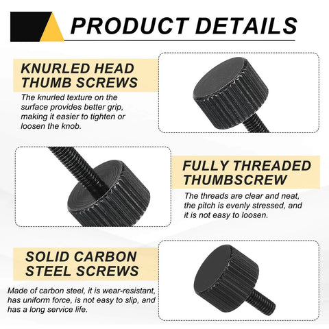 Product details of 4 Pack M3x6mm Flat Knurled Head Thumb Screws Solid Carbon Steel Fully Threaded Bolts Fasteners For Lighting