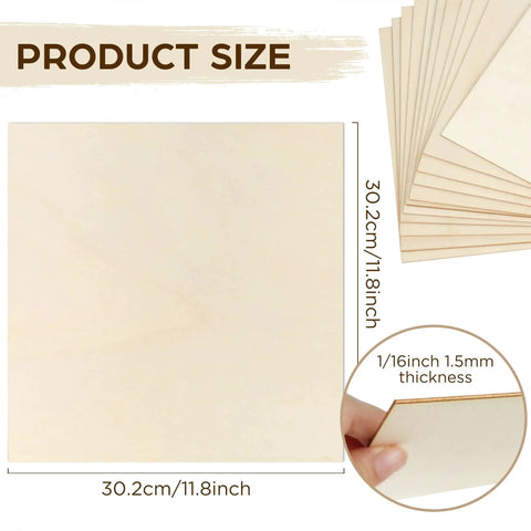 Craft Basswood Sheets For DIY Projects 12 Pack 11.8 By 11.8 Inches Thick One Sixteenth Inch Smooth Plywood Sheets Great For Laser Cutting Model Building Wood Burning And Staining LotFancy