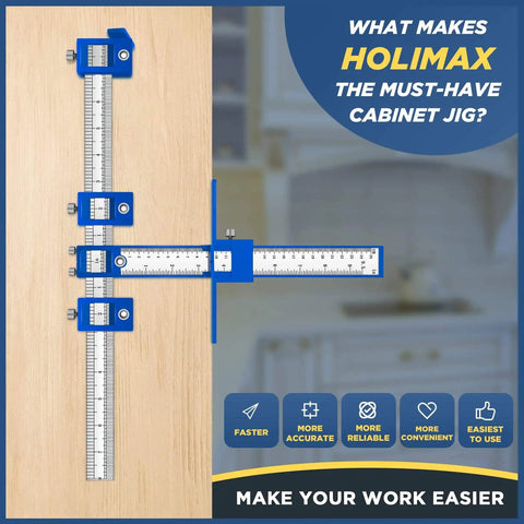 Cabinet Hardware Jig For Handles, Knobs, And Pulls, Pro Grade Punch Locator Drill Guide Template on wooden surface
