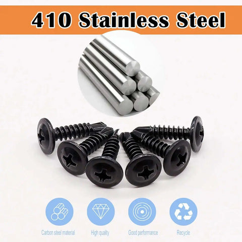 Self Tapping Metal Screws Kit Size Eight In 410 Stainless Steel Black Oxide Truss Head product image