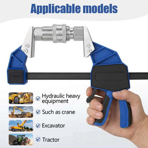 18 Inch Hydraulic Quick Connect Hand Clamp Tool Set With 6 NPT Dual Jaw Configurations And Storage Bag For Hydraulic Pipe Clamps And Flat Face Quick Couplers Fits Excavators Loaders Cranes And More Workhorse Pro Grade