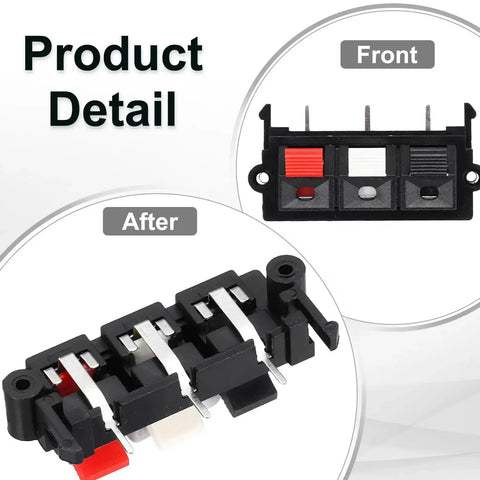 Three Way Spring Terminal Clip Push Release Connector Plate Jack Socket For Speaker Terminal Strip Block Test Clips