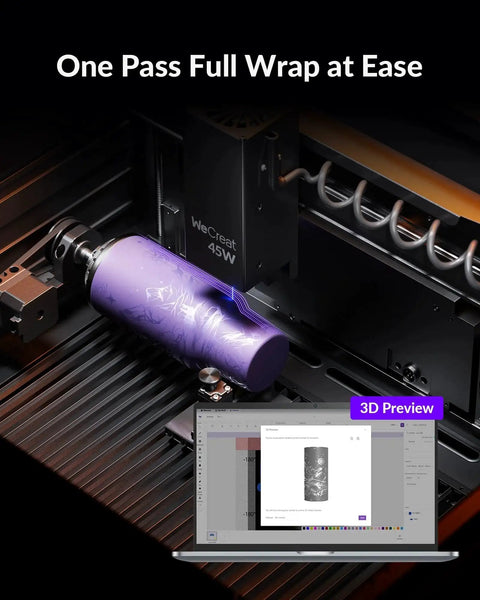 Powerful 45W Desktop Laser Engraver And Cutter With Rotary Pro Auto Lifting And HD Camera for precise tumbler engraving.