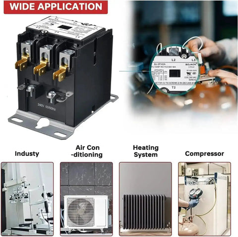 Three Pole 40 Amp 240V AC Definite Purpose Contactor for Air Conditioner Condenser applications