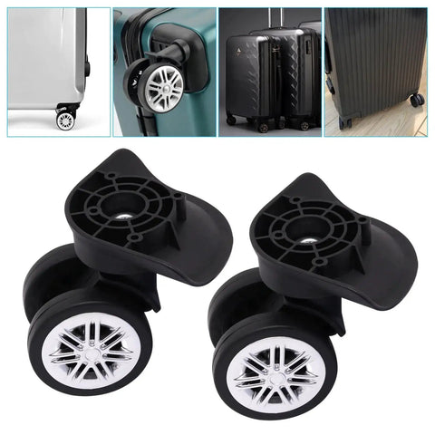 Luggage Wheels Replacement Kit For Suitcase 360 Degree Quiet Swivel Wheels With Screws 2 Pack Double Row Spinner Wheel Set Black