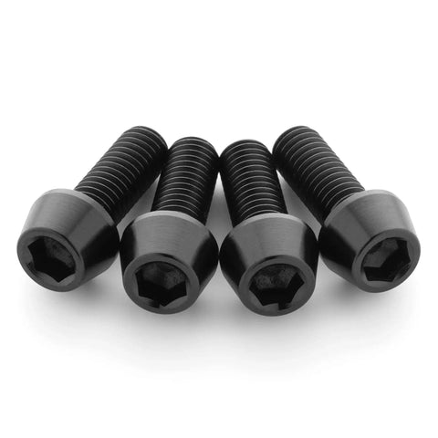 Ultra-strong and lightweight titanium bottle cage bolts deliver secure mounting and lasting durability for cyclists, 4-pack view.