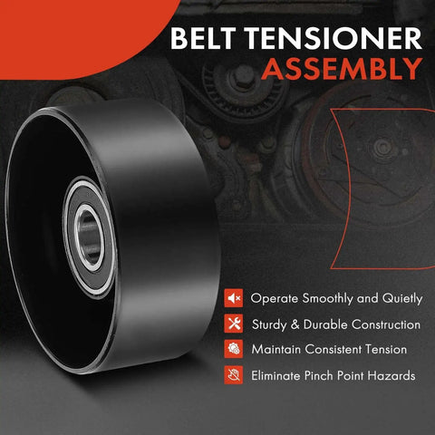 Premium Belt Idler Pulley for Ford F-Series Trucks and Econoline Vans from 1997 to 2003, black, cylindrical, with bearing