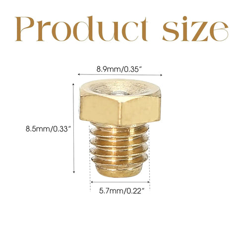 Copper Zerk Grease Fittings Flush Low Profile M6x1mm Plug Hex Head Thread Mount with size dimensions