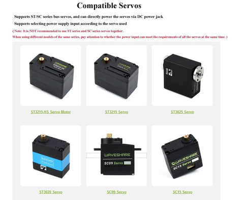 Compatible ST/SC servo motors display for Two Pack Serial Bus Servo Driver Board With Integrated Power Supply And Control Circuit.