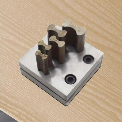 Disc Cutter Hole Punch Forming Tool With Five Sizes 12 To 25 mm for jewelry making, steel construction, on wooden table