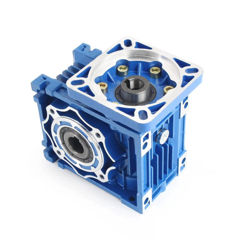 NMRV040 Worm Gearbox Speed Reducer 20 To 1 Ratio RV40 Metal Gearhead for Nema 34 Stepper and Servo Motors in blue aluminum