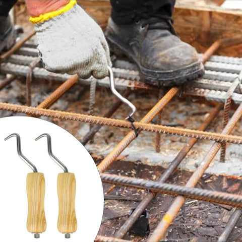 1000Pcs Rebar Tie Wire Set With 2 Tie Wire Twisters And Gloves in use, showing twisters gripping rebar for concrete reinforcement.
