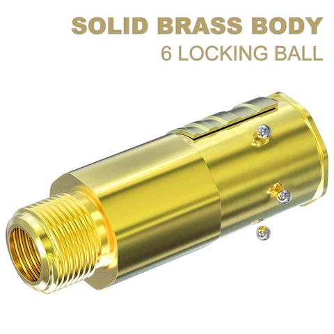 WYNNsky high-flow brass air coupler with steel plug, V-style quick-connect, 1/4 in NPT threads