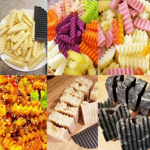 Crinkle Cut Potato Cutter For Veggies And French Fries Stainless Steel Blade 2.9 By 11.8 Inches Wavy Slicer Knife For Carrots