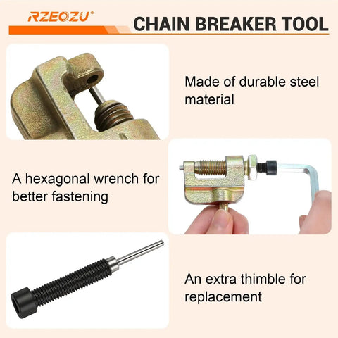 35 Chain Breaker Tool For T8F Roller Chains With 3mm Pin Replacement, durable steel, includes wrench and thimble for mountain bikes