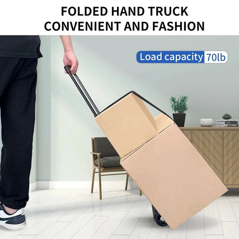 Person using Folding Hand Truck Dolly For Light Duty Luggage And Moving On The Grab And Go A Portable Platform Cart in office