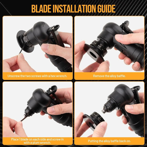 Blade installation process for Pneumatic Chamfering Tool With 6 C Angle And 6 R Angle Blades For 45 Degree Bevels And Radius Edges