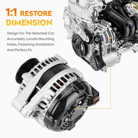 Beefed Up 130 Amp Alternator For Pilot 2012 To 2015 Odyssey 2011 To 2013 And Ridgeline 2012 To 2014 3.5L V6 Replacement