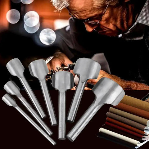 Half Round Leather Punch Cutter Set 7 Piece DIY Leather Craft Tool For Wallets Belts Straps And More Handy Pro Grade Solid Steel End Cutter With 10 To 40 Millimeter Circle End Options For Clean Half Circle Edges
