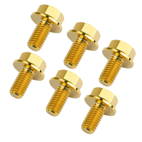 Beefy Titanium Hex Flange Bolts M6 And M8 Set Of Six In Gold Color External Hex Head Screws with Lengths From 10 To 55Mm