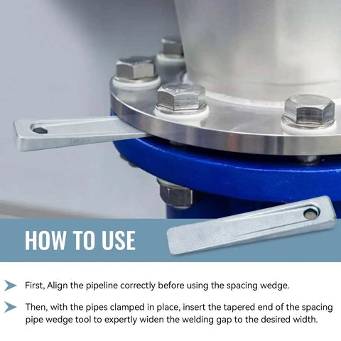 Two Piece 5 Inch Set Up Wedge For Planers Shapers Milling Machines And Other Similar Applications Used To Position Or Add Space Between Parts And Materials In Setup For Precise Alignment Support And Easy Machine Setup, shown installed in a pipeline setup.