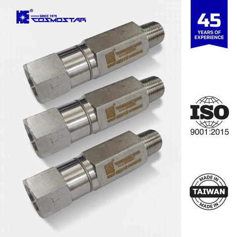 Cosmostar 1/4 in NPT stainless steel 316 inline ball check valve set of 3