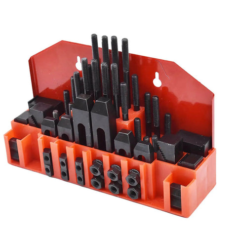 58 Piece T Slot Hold Down Clamp Kit For 7/16 Inch Table Slot Includes 24 Studs In Lengths 3 4 5 6 7 8 With 3/8-16 Threads And 6 T Nuts