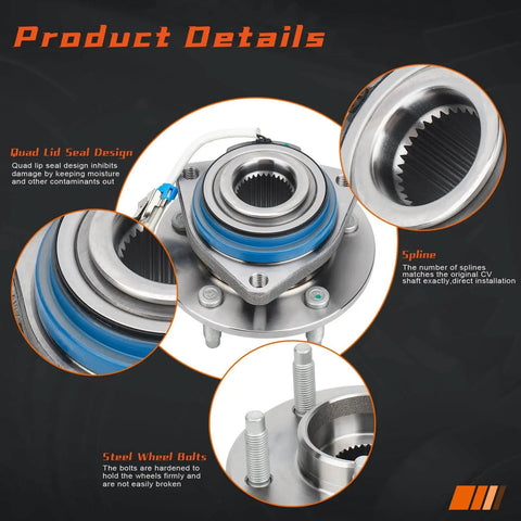 Front wheel hub and bearing assembly 5-lug w/ABS for Chevy Impala Monte Carlo Venture, Cadillac DTS, Buick LeSabre; part 513121