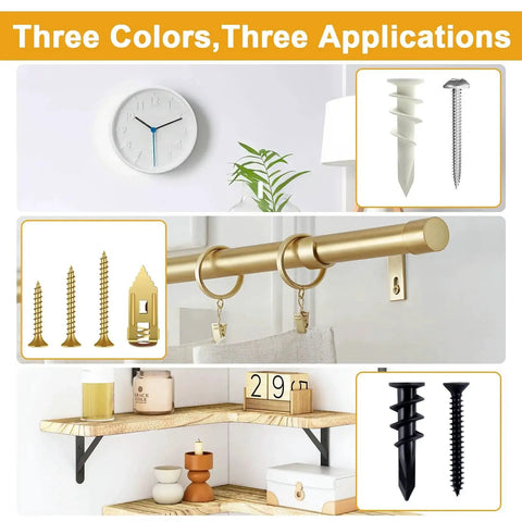 Self Drilling Drywall Anchors Kit 140 Piece Assortment with 30 Heavy Duty Plastic Expansion Anchors and 40 Drywall Grip Anchors