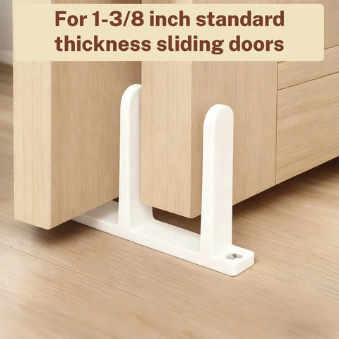 4 Pack Sliding Closet Door Floor Guides Universal White ABS Track Guides With Screws Fits One Three Eighths Inch Thick Doors Keeps Sliding Panels Centered For Smooth Operation In Cabinets And Closets For Cabinet Floor installed on wooden floor