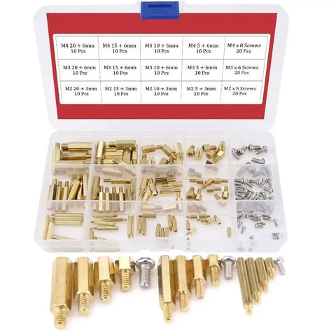 360 Piece M2 M3 M4 Brass Spacer Standoff Kit With Male And Female Nuts For DIY Projects And Electronics in Storage Box
