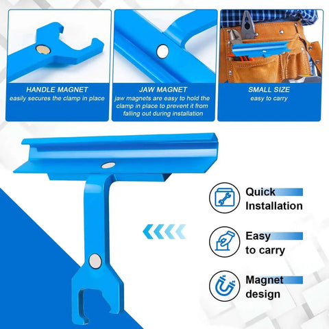 PPC And PPF Clip Cleat Tool For Ductwork, showing handle, magnet for easy installation and portability in tight spaces.