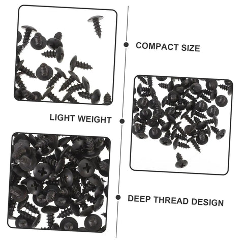 Miniature Screw Set 100 Pieces Tiny Fasteners for Furniture Repair and Small Machinery Construction Projects showing compact black screws