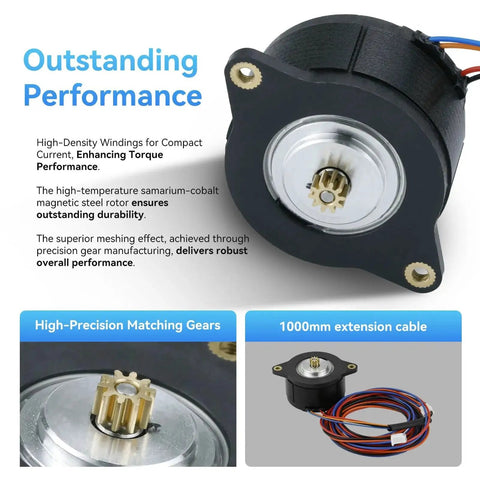 Red High Temperature 180 Degree NEMA 14 36mm Pancake Stepper Motor with 10 Teeth Extruder Gear and 1000mm Extension Cable.