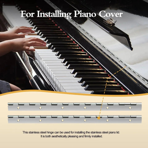 12 Inch Stainless Steel Piano Hinge 3 Pack Continuous Hinges With Holes Heavy Duty Polished for smooth piano cover installation