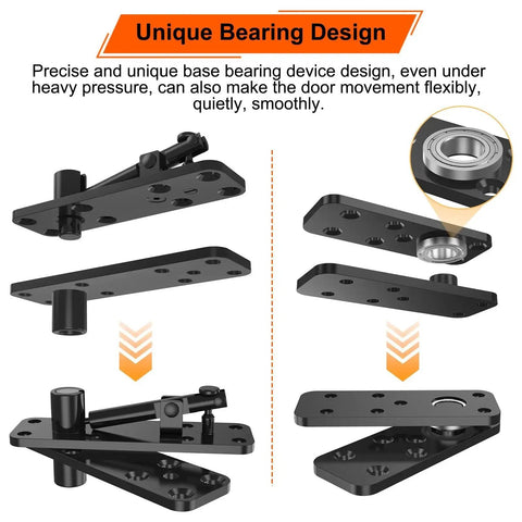Hidden Door Hinge Beefy 570 Lbs Load Bearing 360 Degree Pivot For Secret Doors Bookcase Murphy Doors Concealed Swing Hinge Thickened Solid Alloy Steel Heavy Duty For Cabinets Shelves And Hidden Compartments showcasing unique bearing design in black steel components with precise engineering for smooth movement.