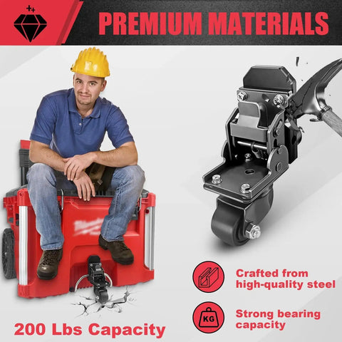 Milwaukee Packout Caster Wheel Kit With Front Wheels For Packout Rolling Toolbox Heavy Duty 200 Lbs Capacity Easy Glide Mobility