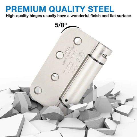 Beefy Self Closing Door Hinges Satin Nickel Finish 4x4 Inch Spring Loaded 5/8 Radius