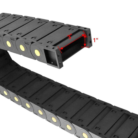 Cable Drag Chain 25x77mm Closed Type R55 for CNC Machines, Robotics and Automation, side view, showing closed design, black material