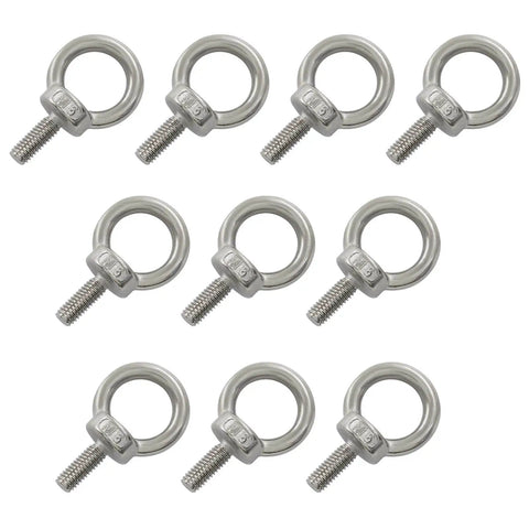 10 Piece M6 x 16mm Stainless Steel Eye Bolts Set With Nuts And Washers Heavy Duty Lifting Eye Bolts For Rigging And Hoisting