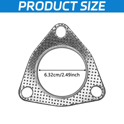 Exhaust gasket, Eponcia 3-bolt flange, 2.5 in (63.5 mm), graphite with fire ring, 2 pcs